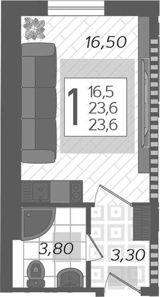 Планировка 23.6 м²