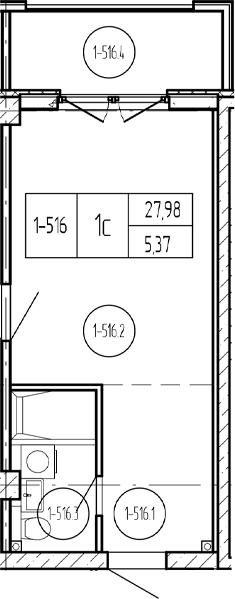 Планировка 27.98 м²