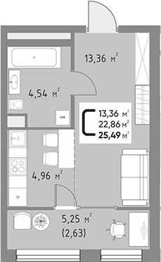 Планировка 22.86 м²