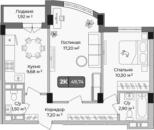 Продается 2-комн. квартира, 48.78 м²