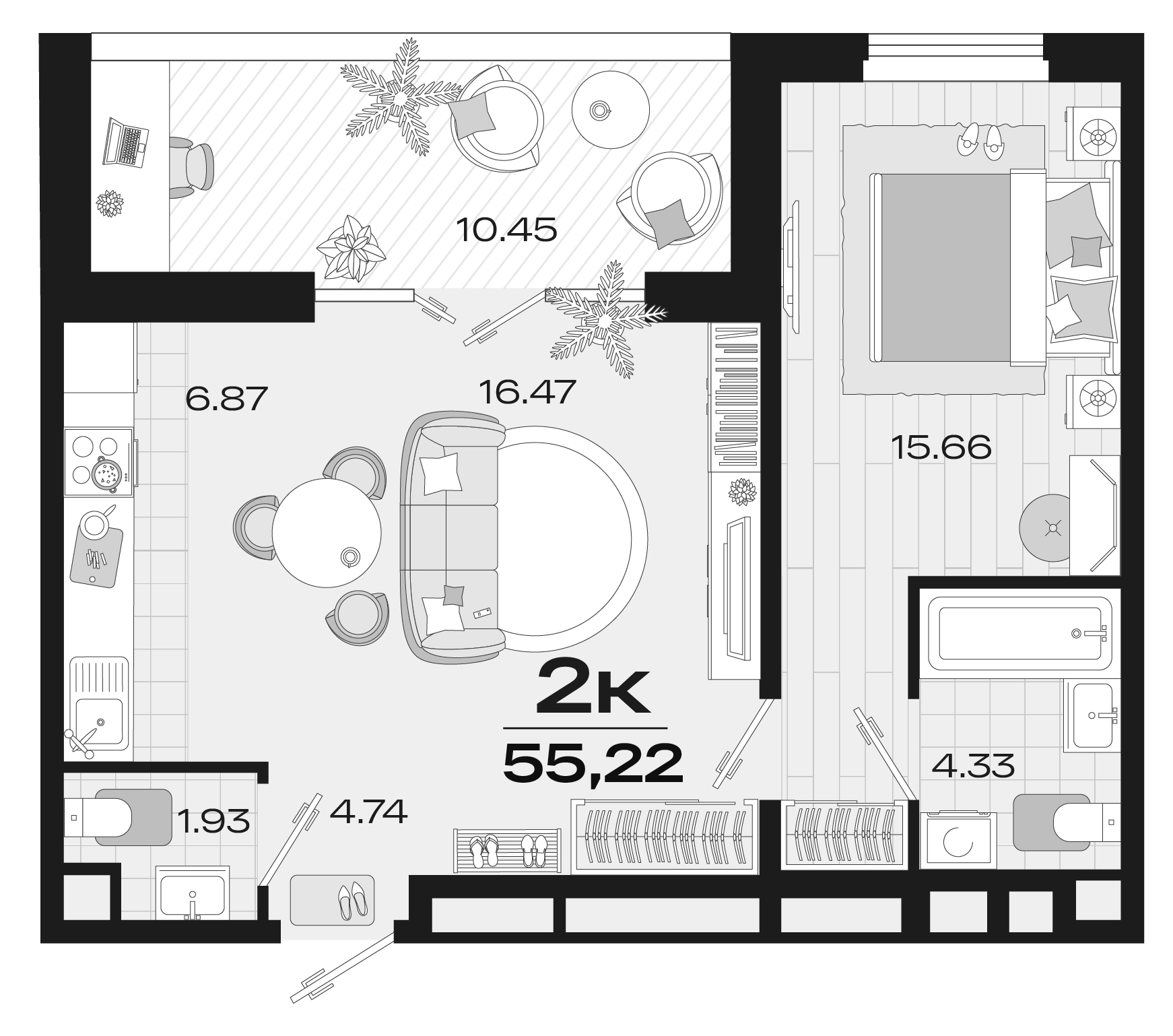 Планировка 49.99 м²