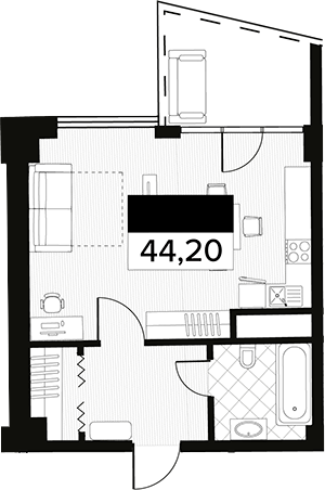 Планировка 44.2 м²