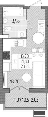 Планировка 21.3 м²