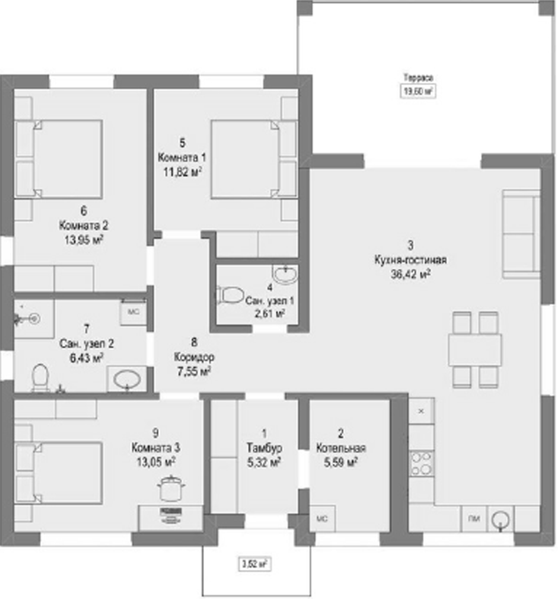 Планировка 102.7 м²