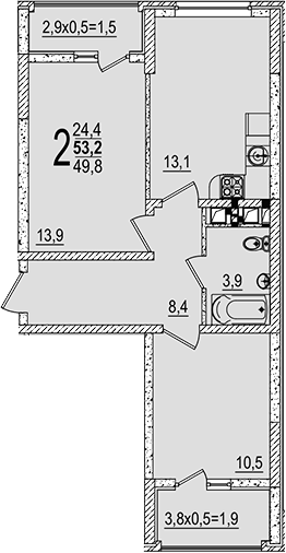 2-комн. · 49.8 м²