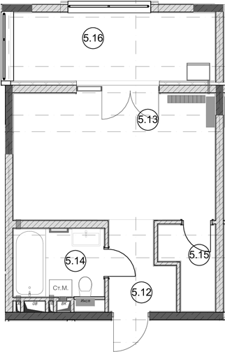 Планировка 28.6 м²