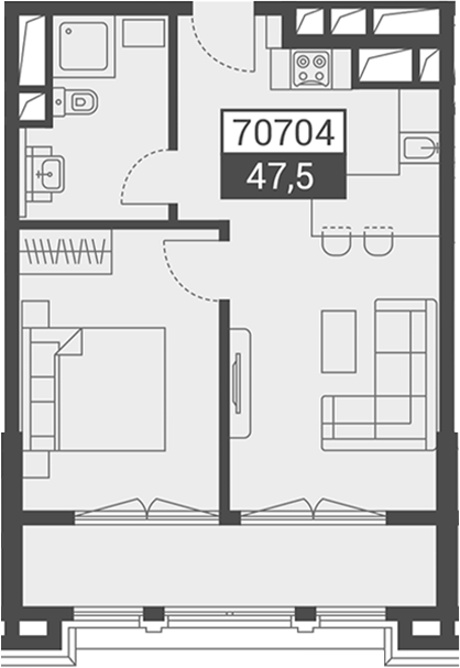 Планировка 47.5 м²