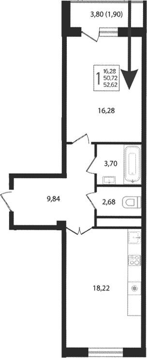 2-комн. · 50.72 м²