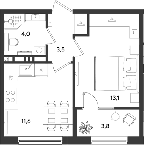 Планировка 32.2 м²