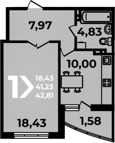 Планировка 41.23 м²
