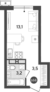 Студия · 19.8 м²