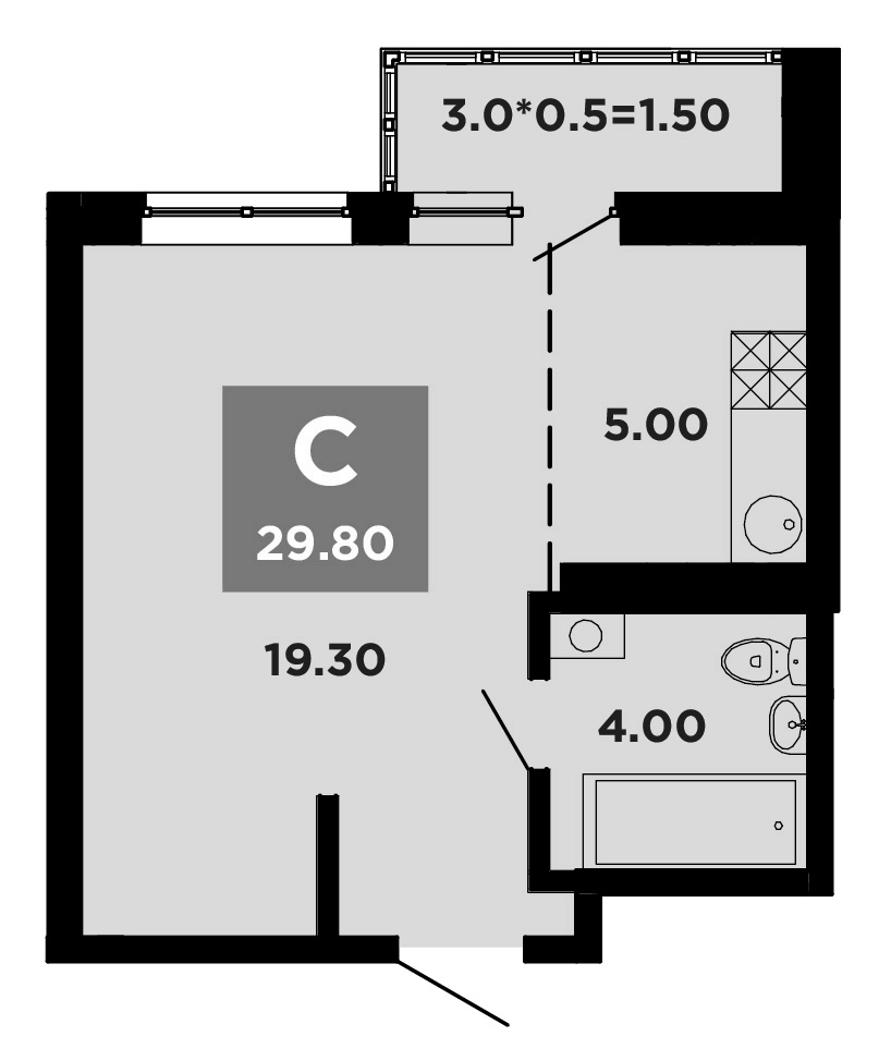 Продается 1-комн. квартира, 28.3 м²