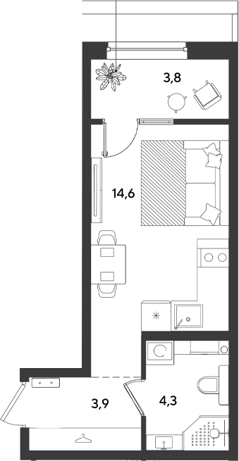 Планировка 22.8 м²