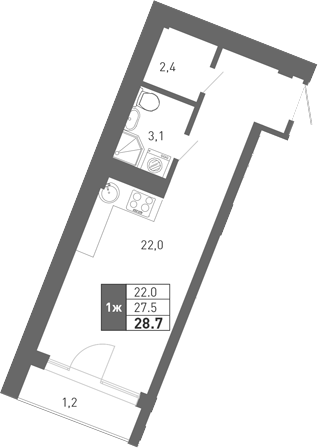 Планировка 27.2 м²