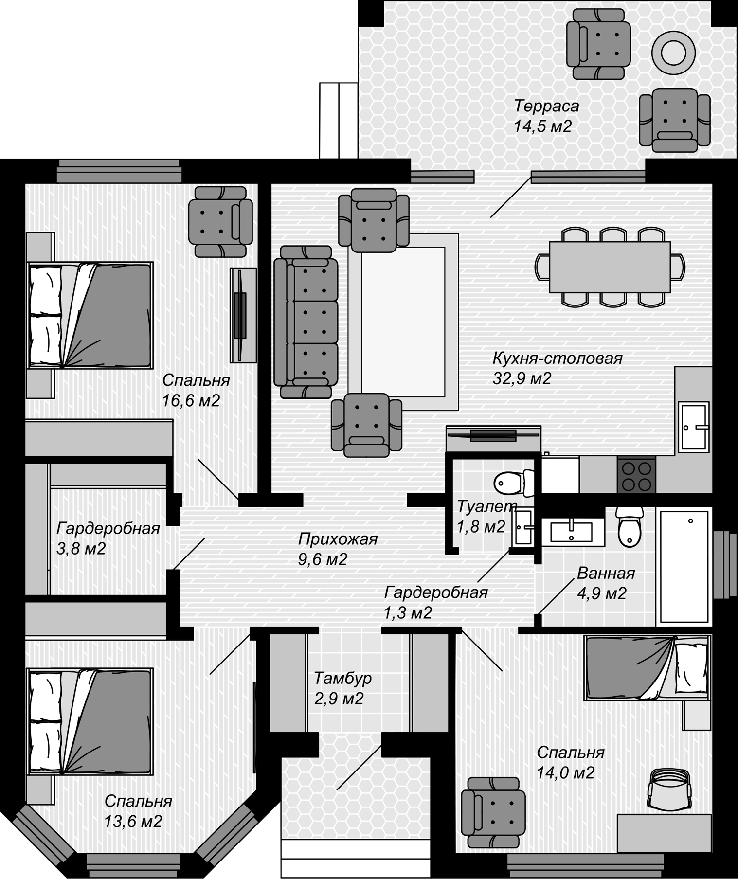 Планировка 100.5 м²
