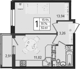 1-комн. · 31.74 м²
