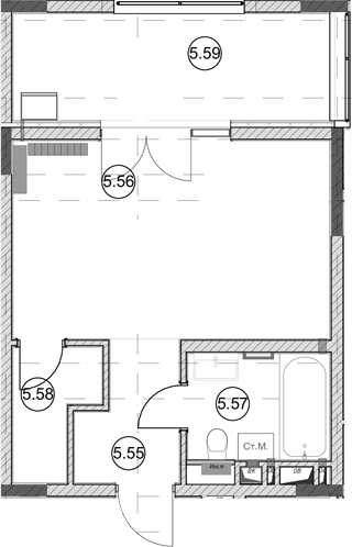 Студия · 28.6 м²