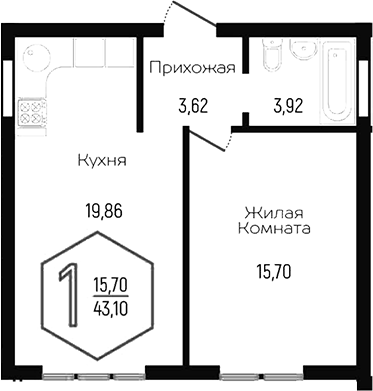 2-комн. · 43.1 м²