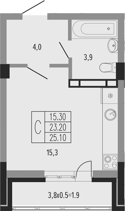 Планировка 23.2 м²