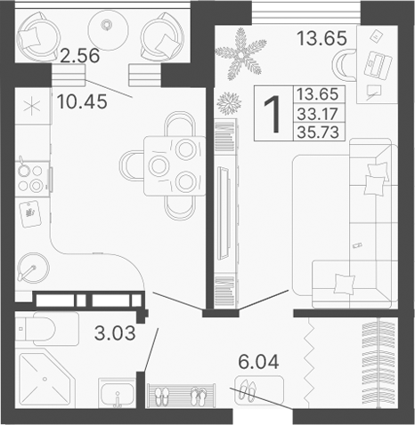 Планировка 33.17 м²