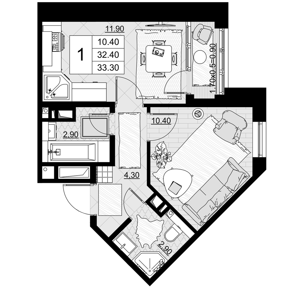 Планировка 32.4 м²