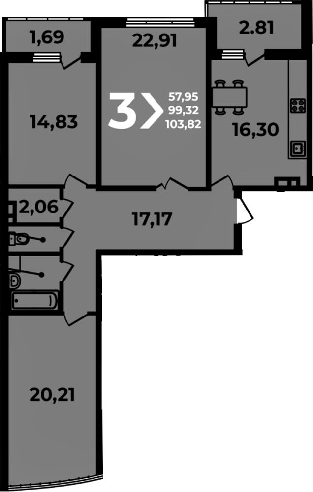 Продается 4-комн. квартира, 99.32 м²