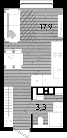 Планировка 21.2 м²