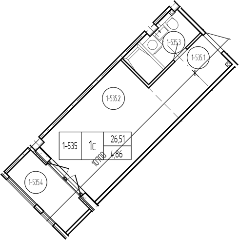 Планировка 26.51 м²