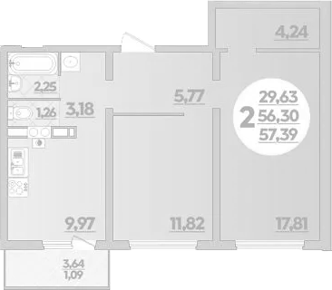 Планировка 56.3 м²