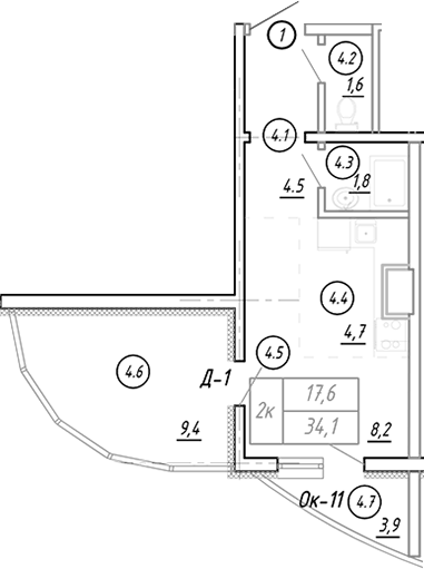 Планировка 20.4 м²