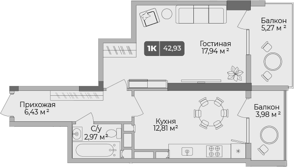 1-комн. · 40.16 м²