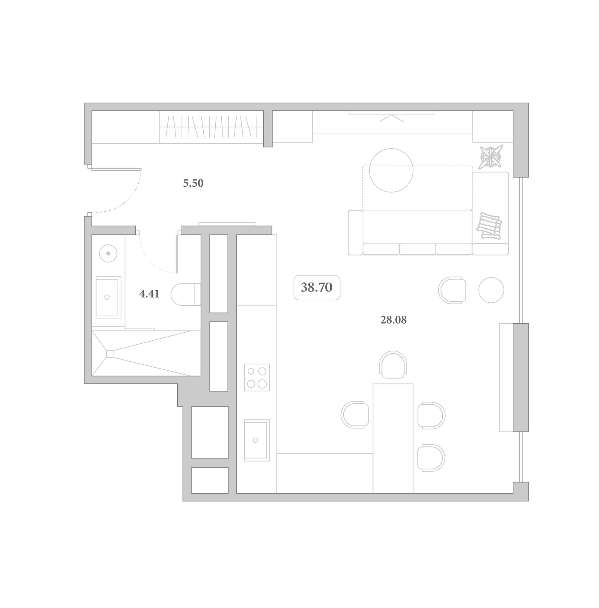 Продается 1-комн. квартира, 38.7 м²