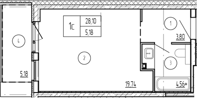 Планировка 28.1 м²