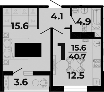 Планировка 37.1 м²