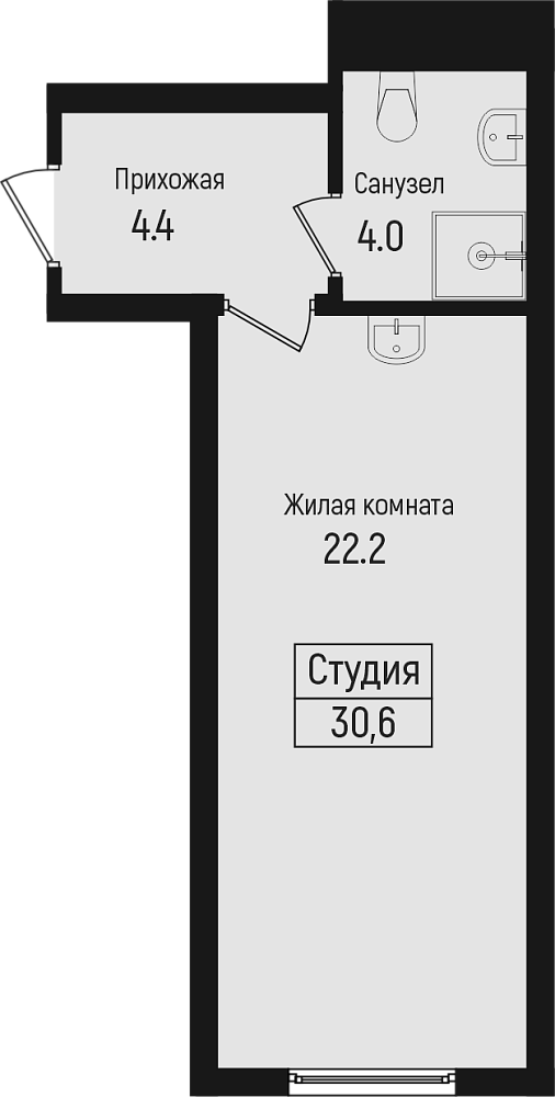 Планировка 30.6 м²
