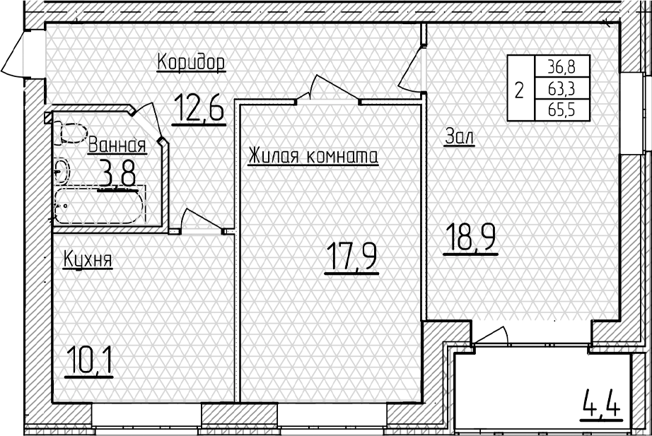 Планировка 63.3 м²