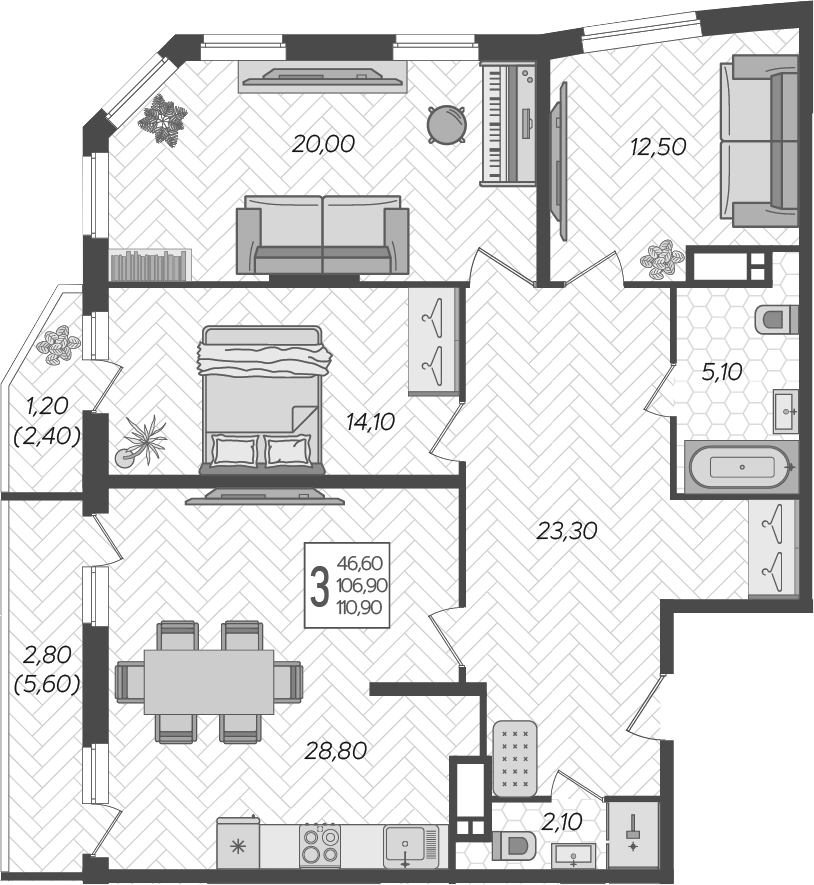 Продается 4-комн. квартира, 109.4 м²