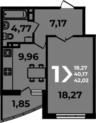 Планировка 40.17 м²