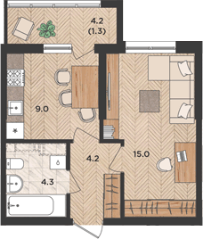 Планировка 32.5 м²