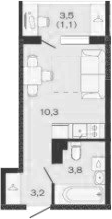 Планировка 17.3 м²