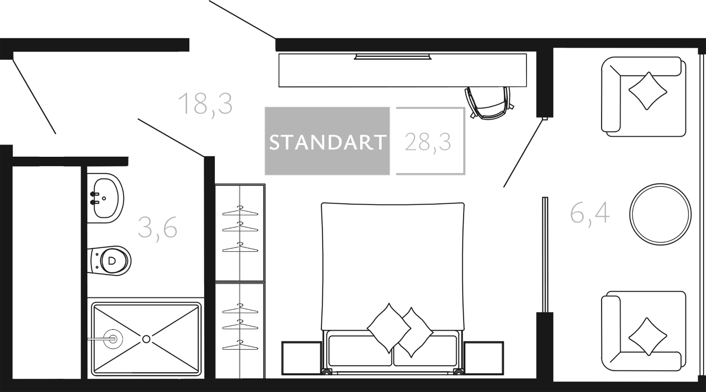 Планировка 21.9 м²