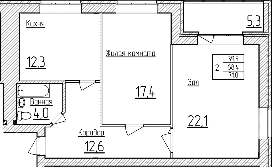 Планировка 68.35 м²