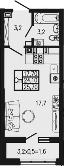 Планировка 24.1 м²
