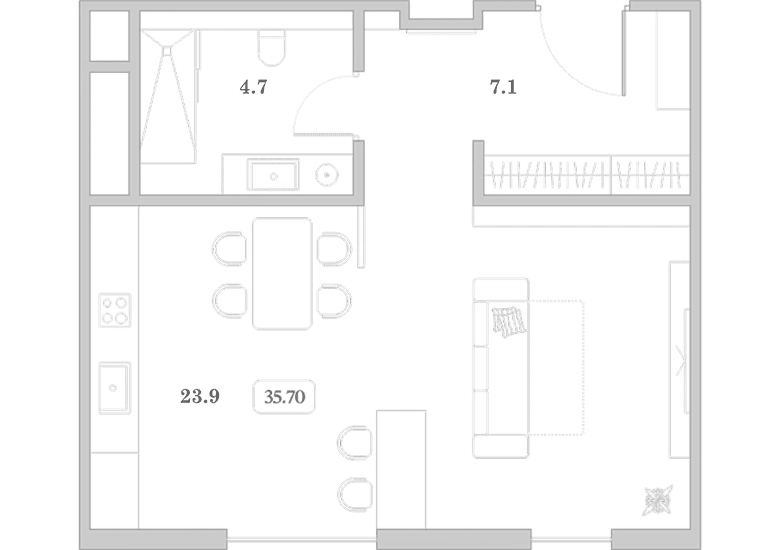 Планировка 35.7 м²