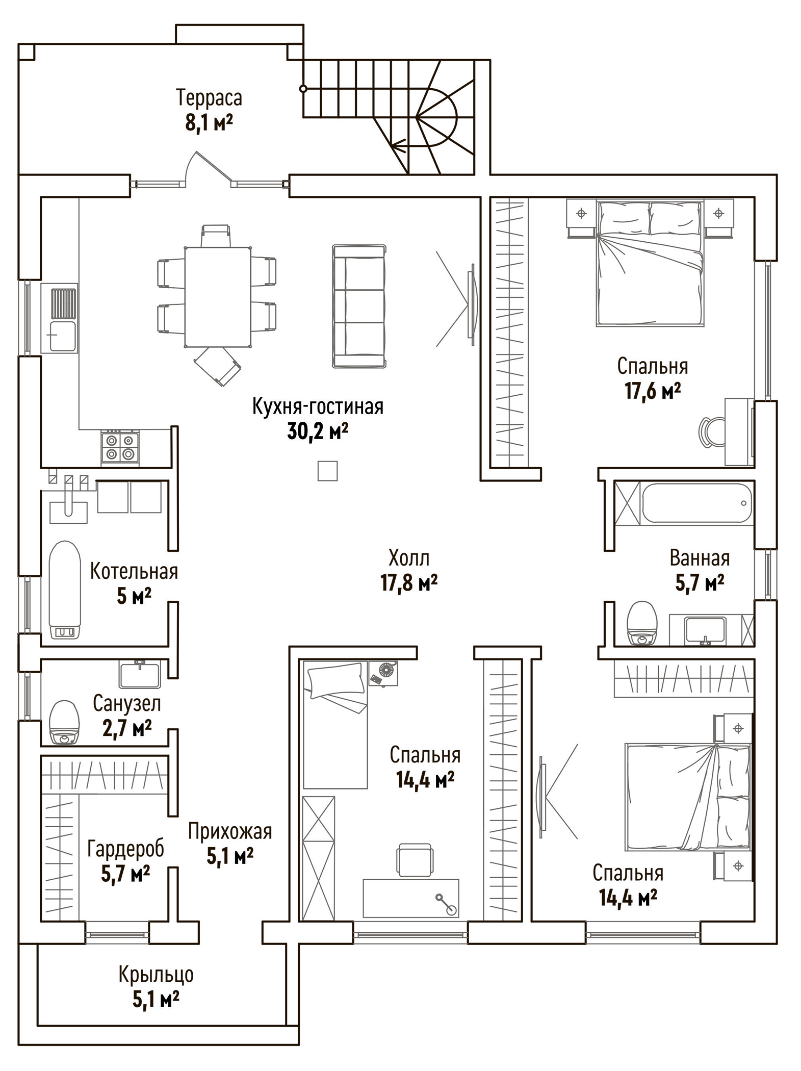 Планировка 123.9 м²