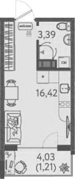 Планировка 19.81 м²