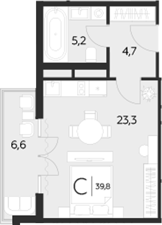 Студия · 33.2 м²