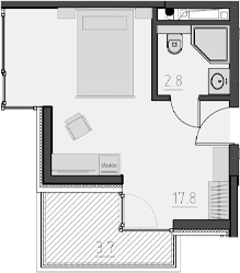 Студия · 20.6 м²