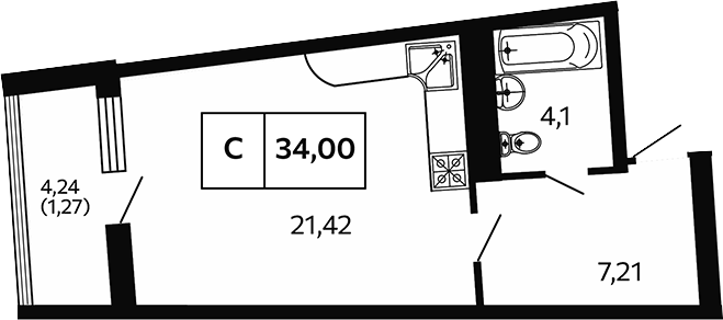 Планировка 32.73 м²