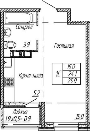 Планировка 24.1 м²
